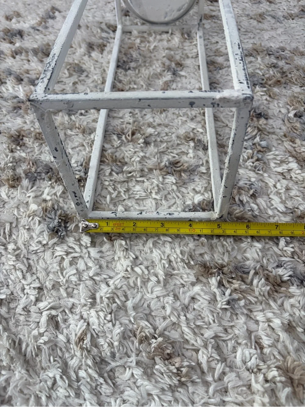 White Metal Plant Stand with Rustic Finish*
